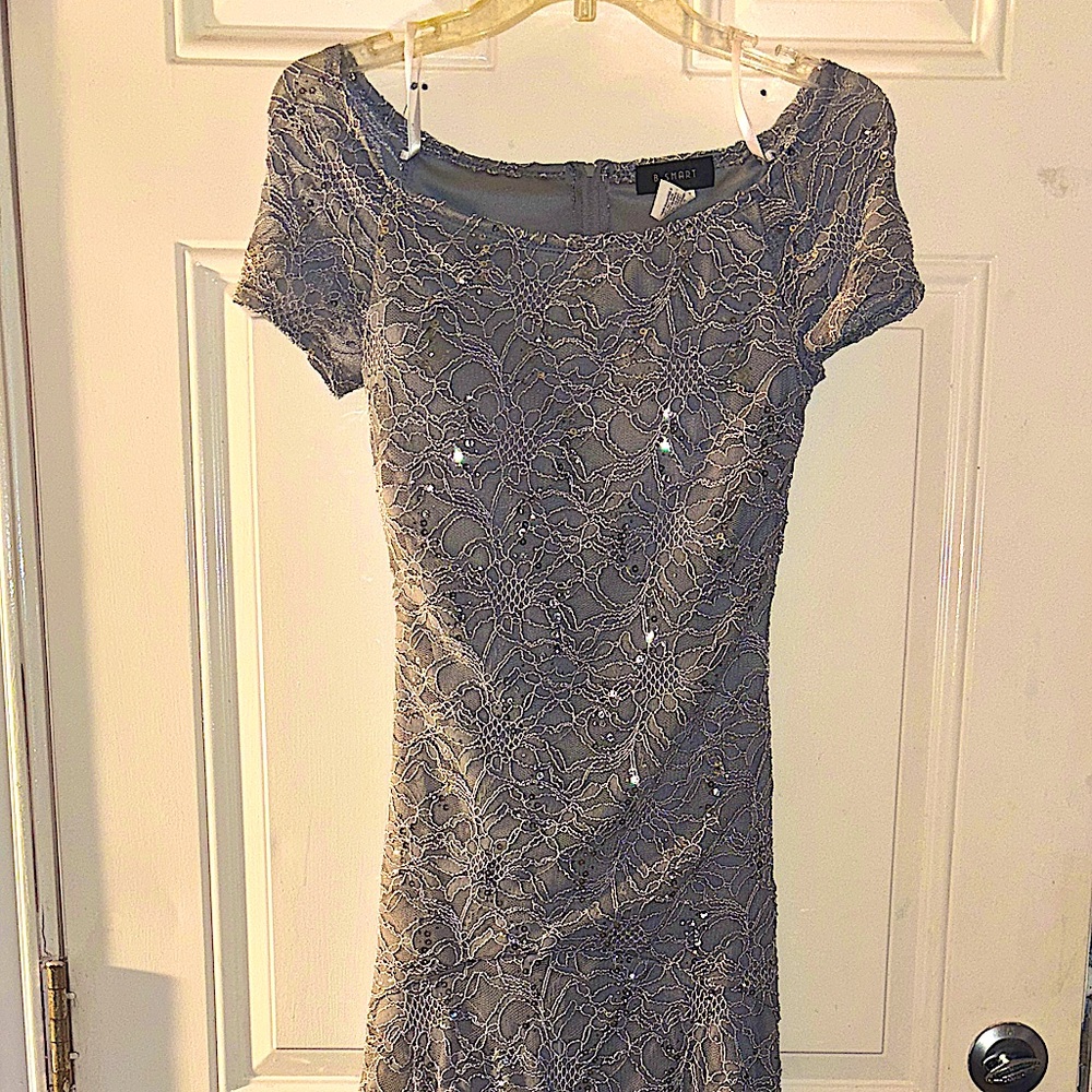 Sparkling Gray Lace formal dress